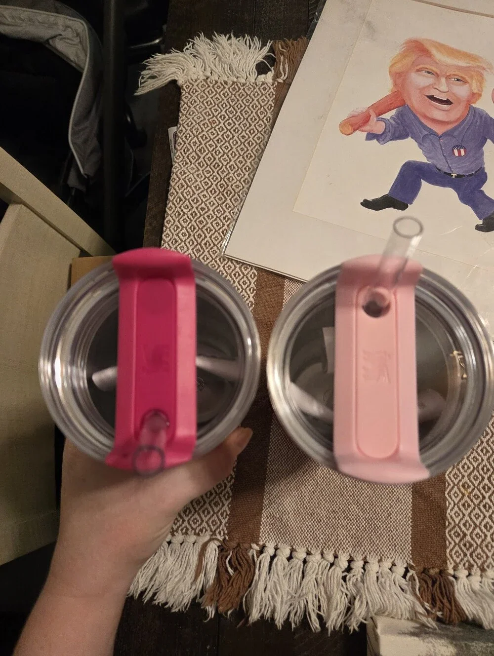 Rare Stanley Hot Pink & White Double Tumbler Set 20 Oz Cute Mommy And Me - Picture 2 of 8